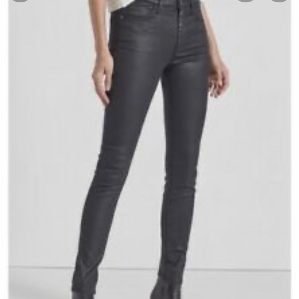 CURRENT/ELLIOTT 31 The High Waist Ankle Skinny Jean Black Coated